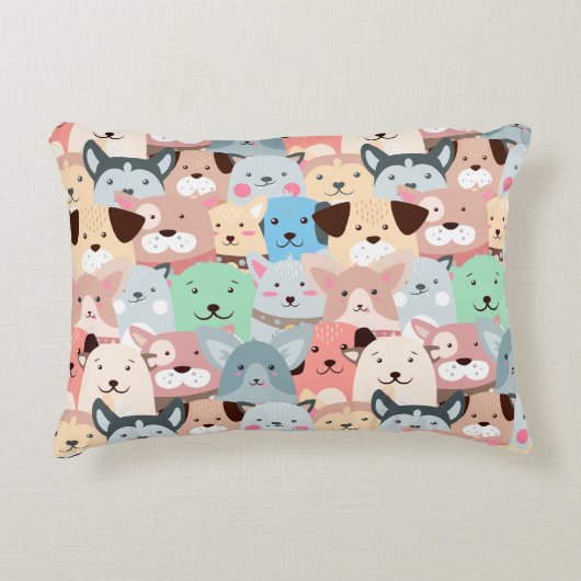 多くのカラフル犬デザイン子供アクセントピロー アクセントクッション (正面)