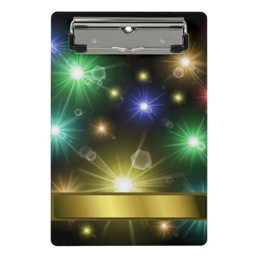 多くのカラフル白熱［赤熱］光を放つフェスティバル灯 ミニクリップボード (正面)