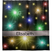 多くのカラフル白熱［赤熱］光を放つフェスティバル照明シャワーカータイ シャワーカーテン (正面)