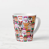 多くのカラフル職業を持つテディクリスマス カフェラテマグ (右アングル)