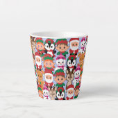 多くのカラフル職業を持つテディクリスマス カフェラテマグ (正面)