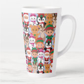 多くのカラフル職業を持つテディクリスマス カフェラテマグ (右)