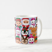多くのカラフル職業を持つテディクリスマス コーヒーマグカップ (正面右)