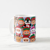 多くのカラフル職業を持つテディクリスマス コーヒーマグカップ (正面左)