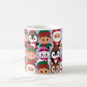 多くのカラフル職業を持つテディクリスマス コーヒーマグカップ (中央)