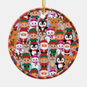 多くのカラフル職業を持つテディクリスマス セラミックオーナメント (正面)