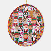 多くのカラフル職業を持つテディクリスマス セラミックオーナメント (左)