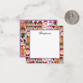 多くのカラフル職業を持つテディクリスマス ノートカード (正面/裏面インサイチュ)