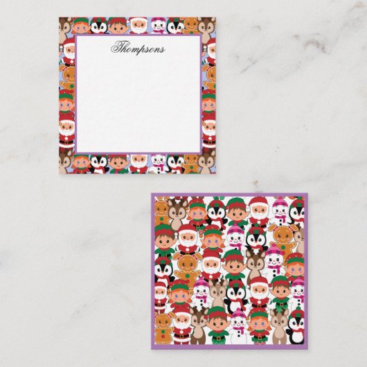 多くのカラフル職業を持つテディクリスマス ノートカード (正面/裏面)