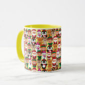 多くのカラフル職業を持つテディクリスマス マグカップ (正面左)