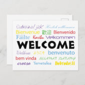 多くのカラフル言語でようこそ白い背景 ポストカード (正面/裏面)