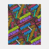 多くのカラフル言語で居心地の良いワードクラウド フリースブランケット (正面)