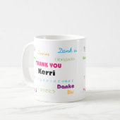 多くのカラフル言語をパーソナライズしてくれてありがとう コーヒーマグカップ (正面左)
