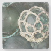 多くのガラス魚釣りフロート、アラスカ ストーンコースター (正面)