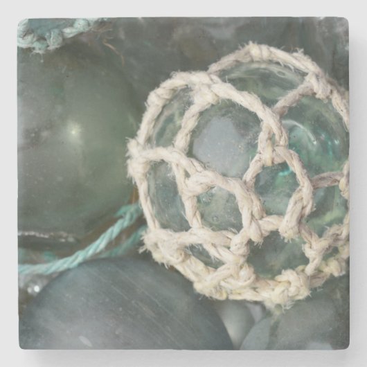 多くのガラス魚釣りフロート、アラスカ ストーンコースター (正面)