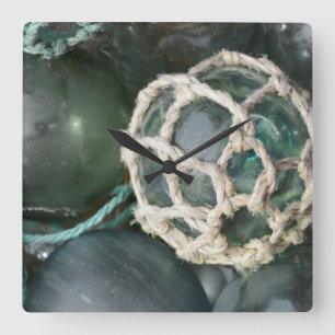 多くのガラス魚釣り、アラスカ スクエア壁時計