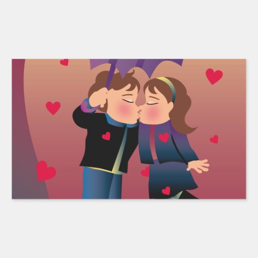 多くのキス 長方形シール (正面)