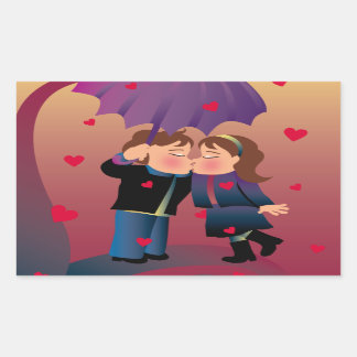 多くのキス 長方形シール