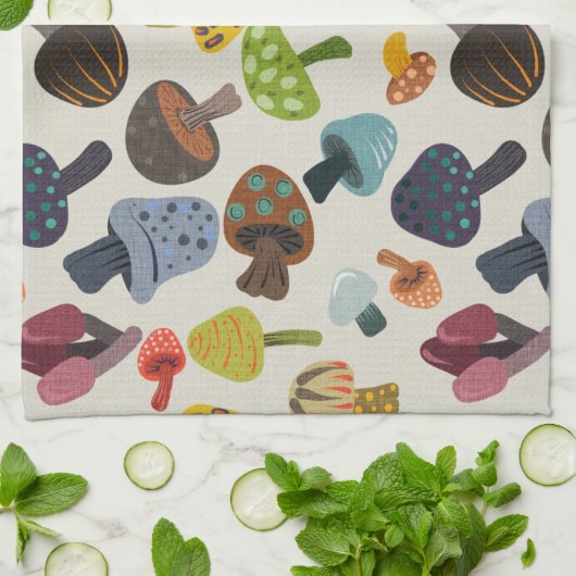 多くのキノコ キッチンタオル (折り畳み)