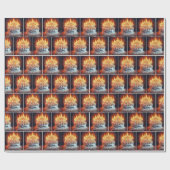 多くのキャンドルのあるお誕生日ケーキ ラッピングペーパー (フラット)