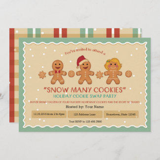 多くのクッキーの"クッキーの交換"のパーティの招待状は雪が降ります 招待状
