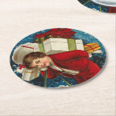 多くのクリスマスパッケージ ラウンドペーパーコースター (アングル)