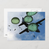 多くのジャンプの代表団、パラシュート、米国陸軍 ポストカード (正面/裏面)