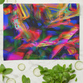 多くのツイスト正方形とカラフル'ブラシストローク' キッチンタオル (折り畳み)