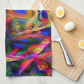多くのツイスト正方形とカラフル'ブラシストローク' キッチンタオル (四つ折り)