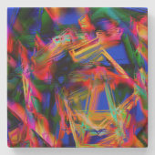 多くのツイスト正方形とカラフル'ブラシストローク' ストーンコースター (正面)