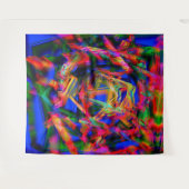 多くのツイスト正方形とカラフル'ブラシストローク' タペストリー (正面(横))