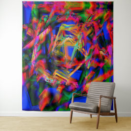 多くのツイスト正方形とカラフル'ブラシストローク' タペストリー