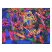 多くのツイスト正方形とカラフル'ブラシストローク' テーブルクロス (正面(横))