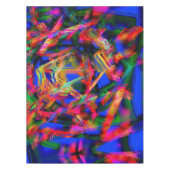 多くのツイスト正方形とカラフル'ブラシストローク' テーブルクロス (正面)