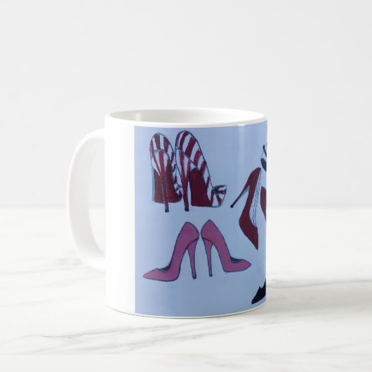 多くのハイヒールの靴たくさんの色とスタイル コーヒーマグカップ (正面左)