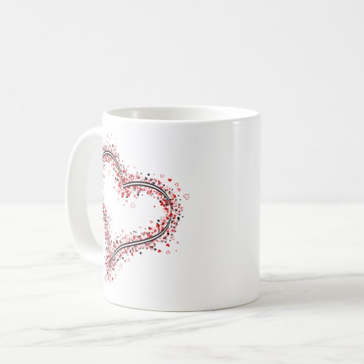 多くのハートで構成される写実的なハートの形 コーヒーマグカップ (正面左)
