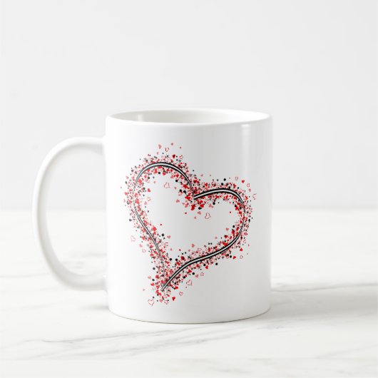 多くのハートで構成される写実的なハートの形 コーヒーマグカップ (左)