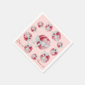 多くのハートとリボン 赤とピンク スタンダードカクテルナプキン (角)