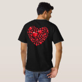 多くのハートバレンタインデー Tシャツ (裏面フル)
