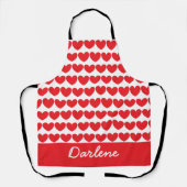 多くのハート、赤と白 エプロン (正面)