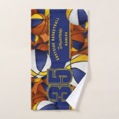多くのバスケットカスタムアスリート名ブルー金ゴールド ハンドタオル (ハンドタオル)