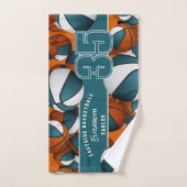 多くのバスケットボール有用なチームスポーツギフトティール（緑がかった色） ハンドタオル (ハンドタオル)