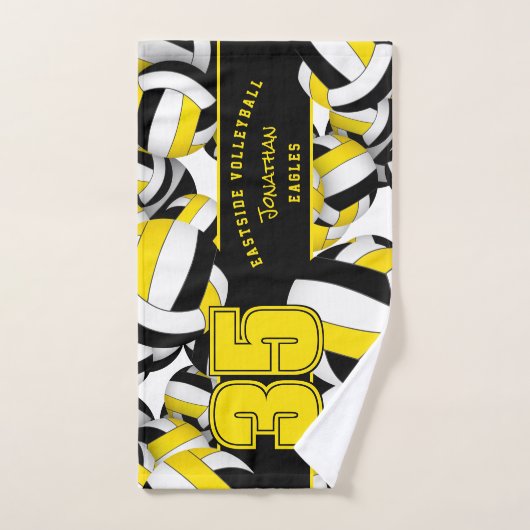 多くのバレーボールのチーム名ギフトブラック金ゴールド ハンドタオル (ハンドタオル)