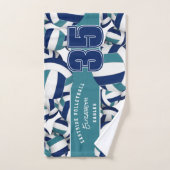 多くのバレーボールアスリート名ネイビーブルーティール（緑がかった色） ハンドタオル (ハンドタオル)