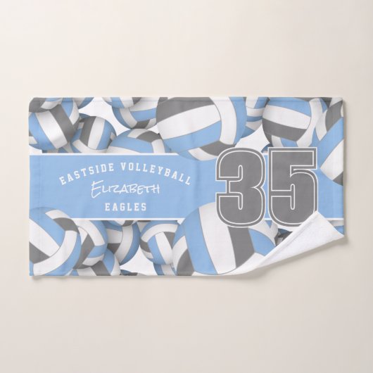 多くのバレーボールアスリート名ライトブルー灰色 ハンドタオル (ハンドタオル)
