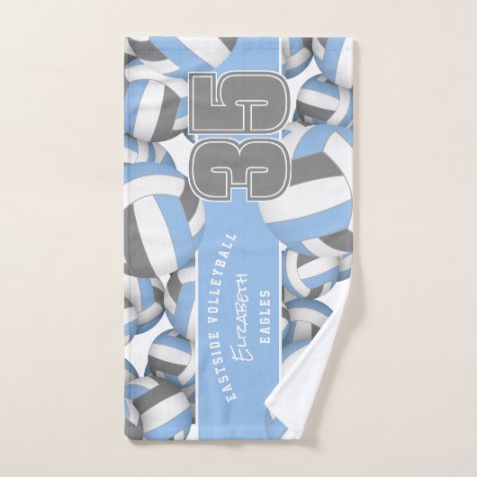 多くのバレーボールアスリート名ライトブルー灰色 ハンドタオル (ハンドタオル)