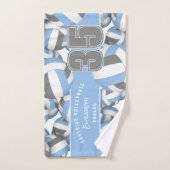 多くのバレーボールアスリート名ライトブルー灰色 バスタオルセット (ハンドタオル)