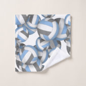 多くのバレーボールアスリート名ライトブルー灰色 バスタオルセット (ウォッシュタオル)