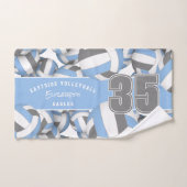 多くのバレーボールアスリート名ライトブルー灰色 バスタオルセット (ハンドタオル)