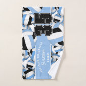 多くのバレーボールアスリート名ライトブルー黒 ハンドタオル (ハンドタオル)